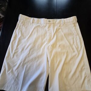 Nike Golf Tour Performance Dri-FIT Striped Shorts White W/ Blue Stripes Size 36